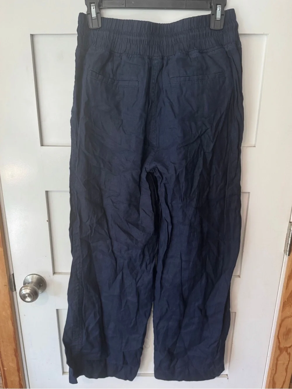 Quince 100% European Linen Wide Leg Drawstring Pants Deep Navy Size Medium